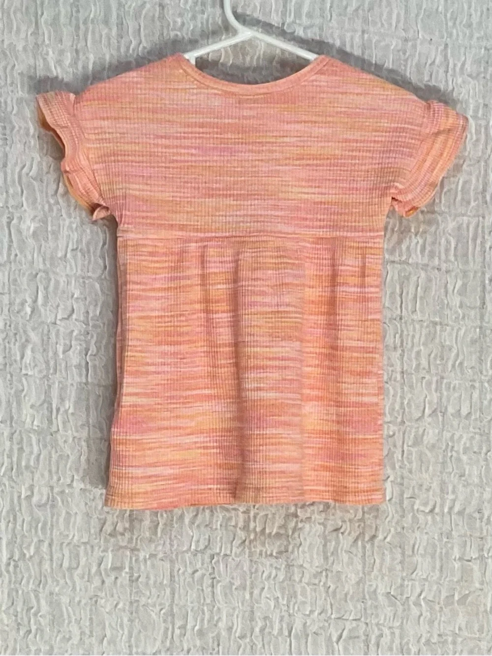 Old Navy Baby Girls 12-18M Pink Orange Space Dye Ruffle Sleeve Peplum Top